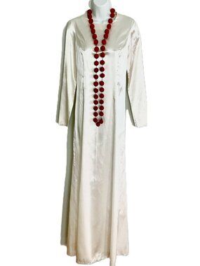 FORFEX White Satin Maxi Dress Back Zip Minimalist Elegant Size 44 China